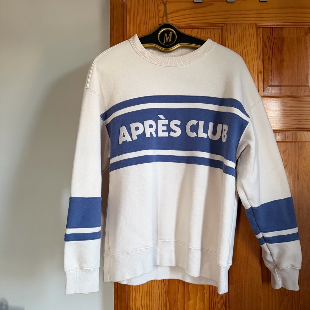 Abercrombie & Fitch White and Blue Crewneck Sweater